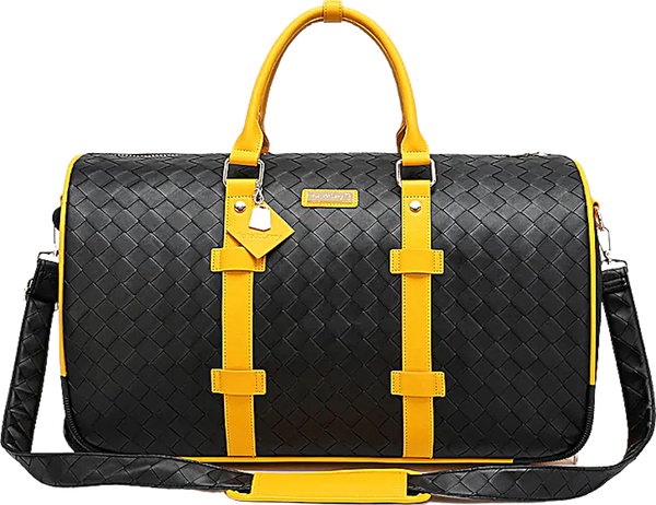 Bodega Traveler Rolling Duffle in Black & Mustard