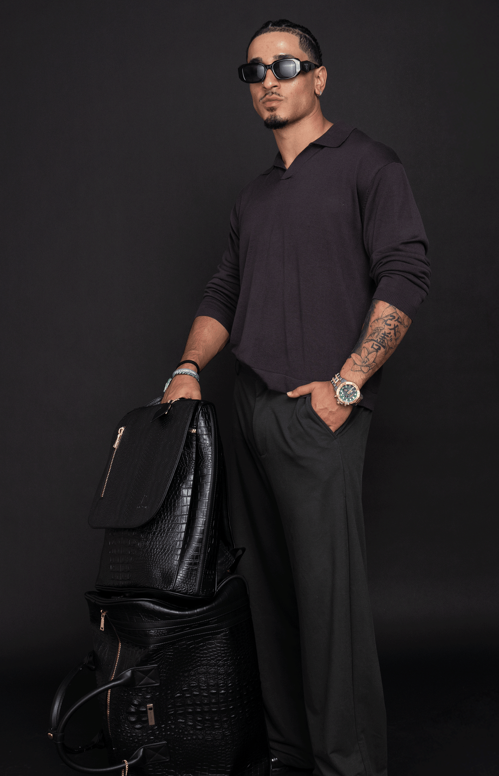 Statement Weekender Travel Set in Black