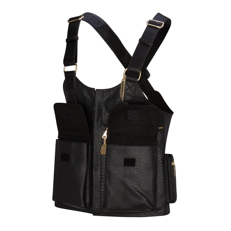 Black Tactical Leather Mens Vest Tote&Carry