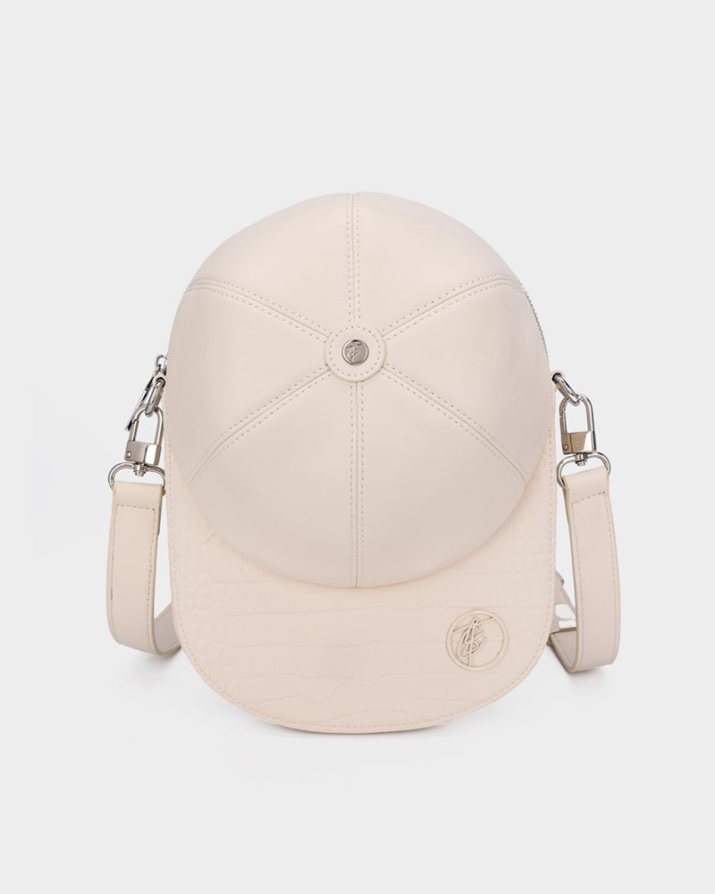 Leather Baseball Cap Bag in White – Tote&Carry - Main Image