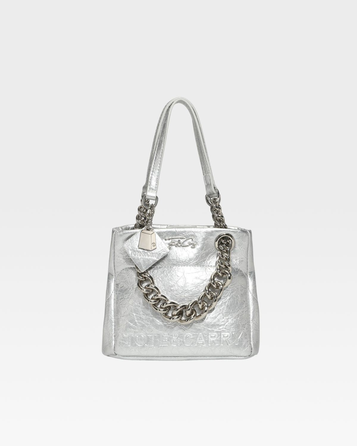 Leather Mini Tote Bag in Silver – Tote&Carry - Main Image