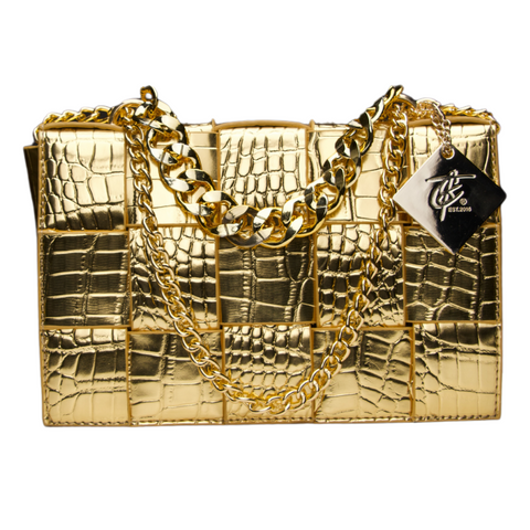 Olivia Gold Patterned Crossbody Bag