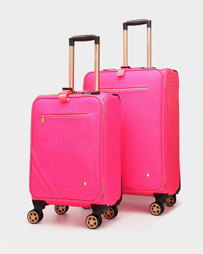 Statement 2-Piece Luggage Set in Neon Pink