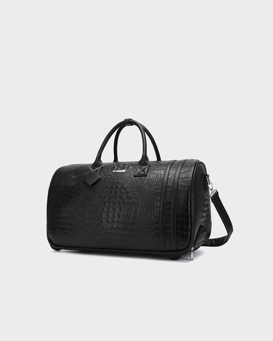 Statement Traveler Rolling Duffle Set in Black