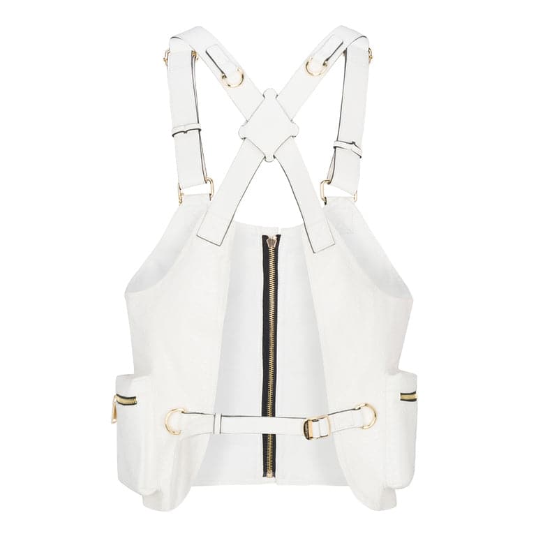 White Tactical Leather Mens Vest Tote&Carry