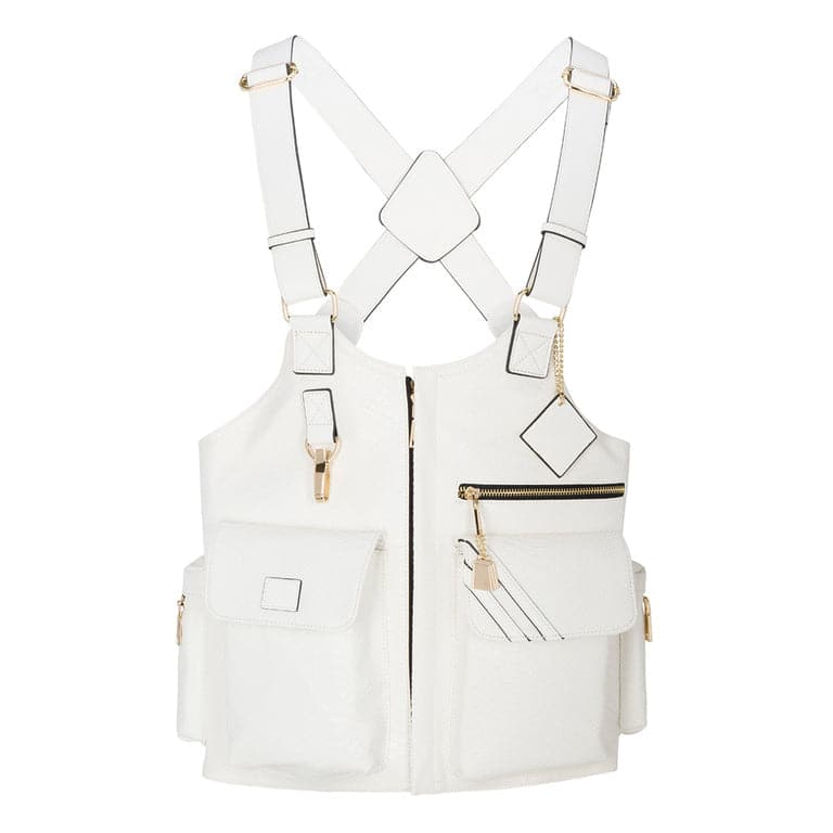 White Tactical Leather Mens Vest Tote&Carry