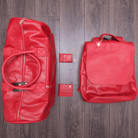 Tote&Carry - Red Apollo 2 Crocodile Skin Luggage Set, 2 Piece Luggage Set Weekender Bag