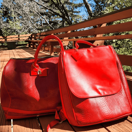 Tote&Carry - Red Apollo 2 Crocodile Skin Luggage Set, 2 Piece Luggage Set Weekender Bag