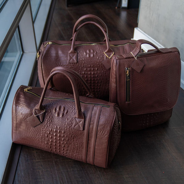 Statement Weekender Duffle Bag in Brown