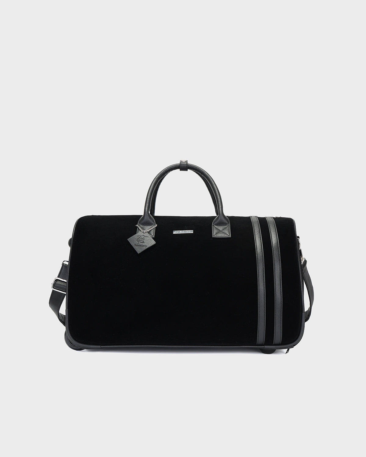 Velour Rolling Duffle Bag in Black