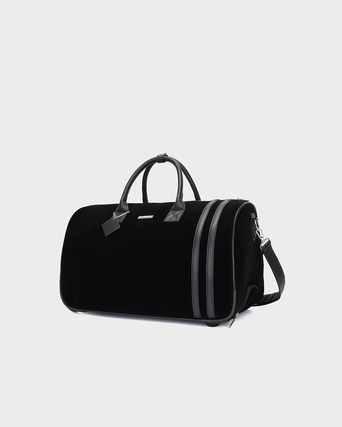 Velour Rolling Duffle Bag in Black