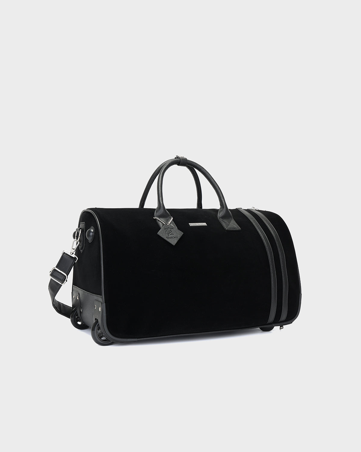 Velour Rolling Duffle Bag in Black