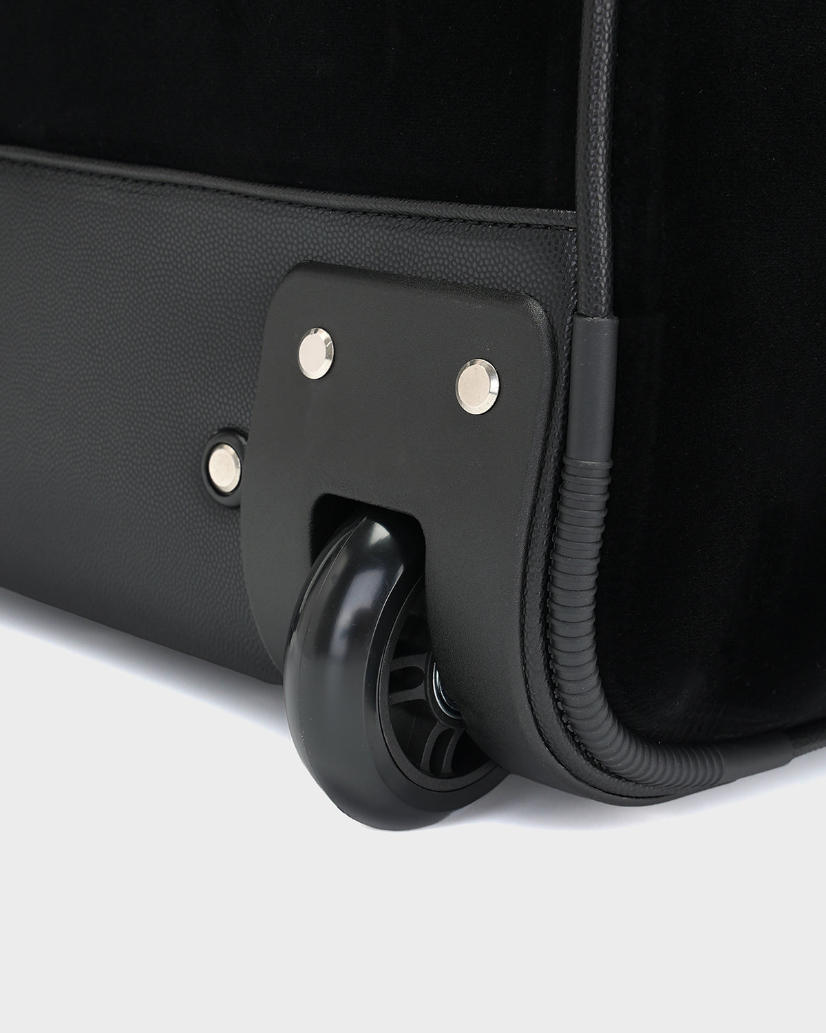 Velour Rolling Duffle Bag in Black
