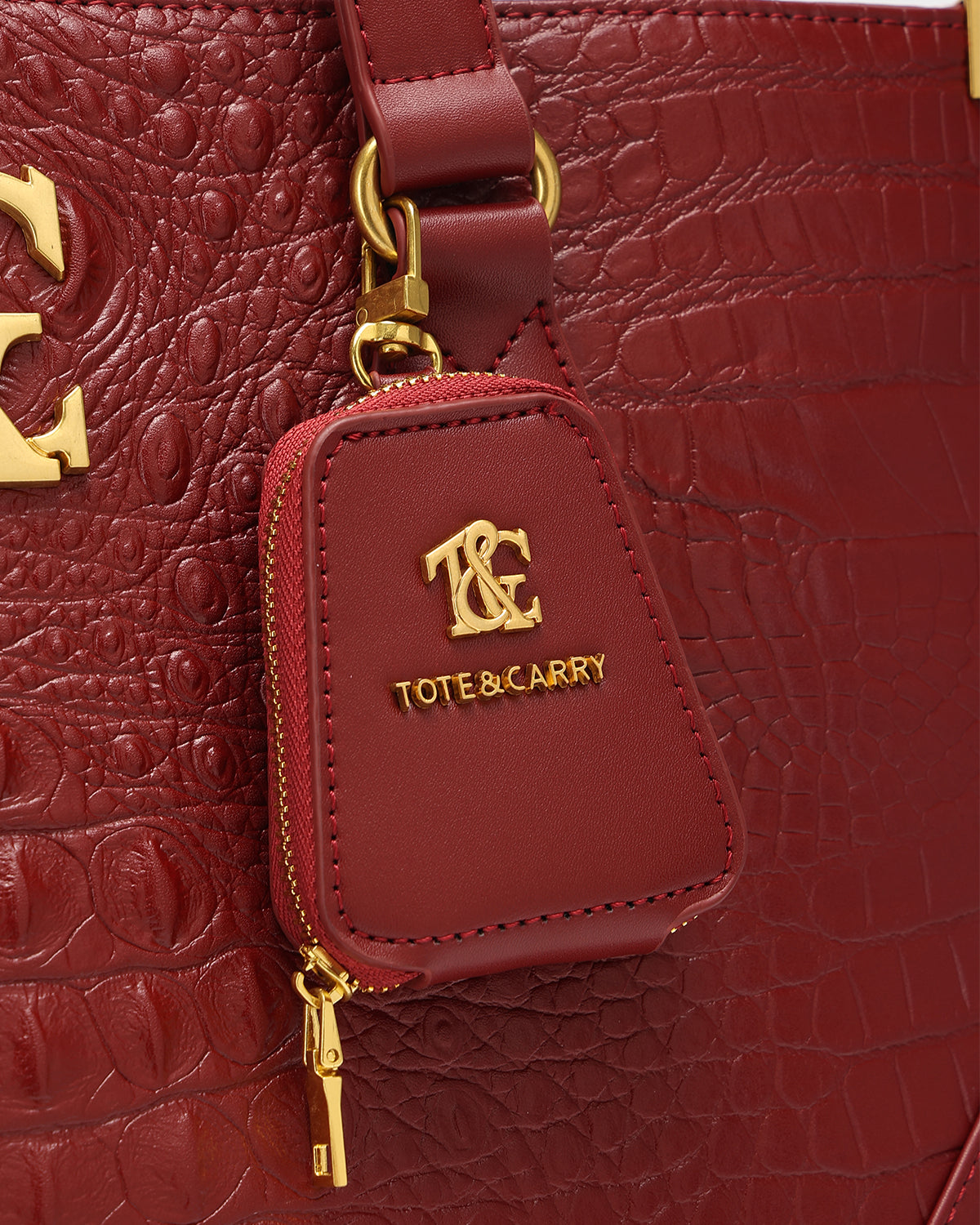City scape Tote in Wine Red