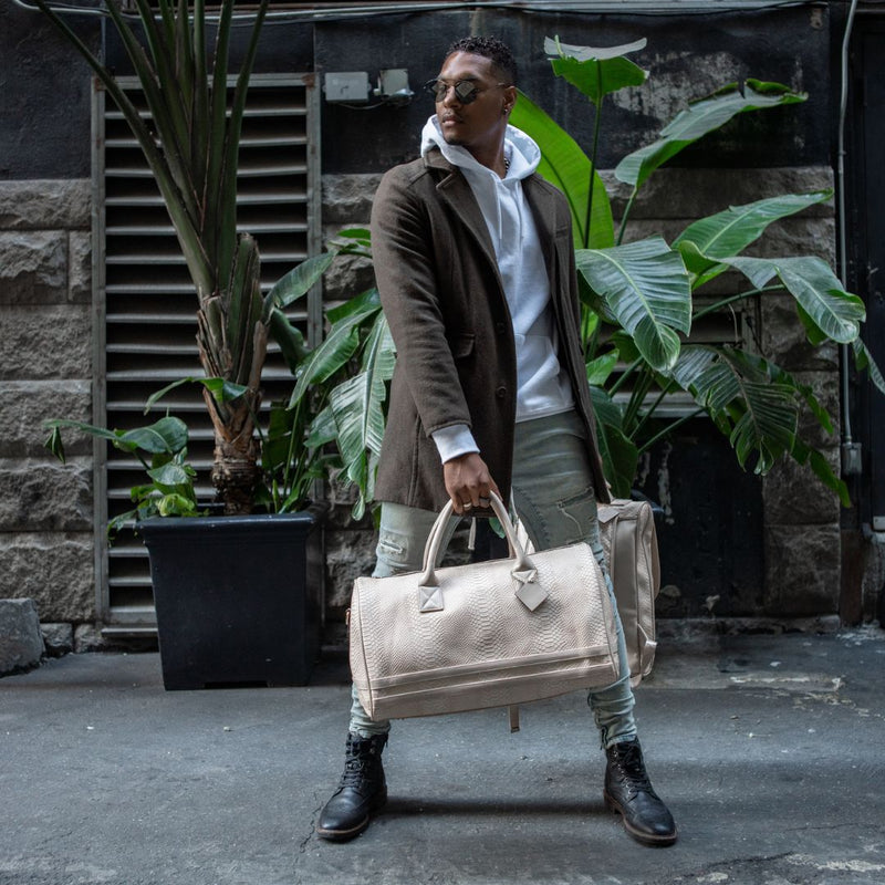 Signature Weekender Duffle Bag in Beige