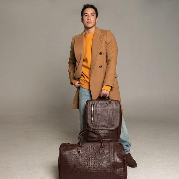 Statement Weekender Duffle Bag in Brown