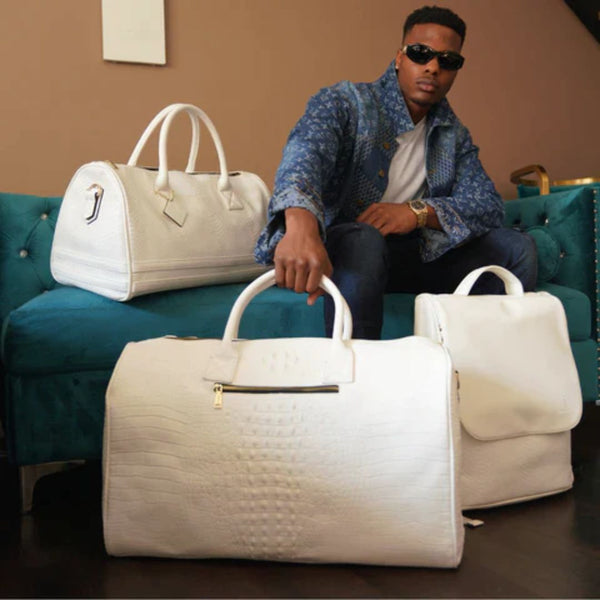 Statement Weekender Duffle Bag in White