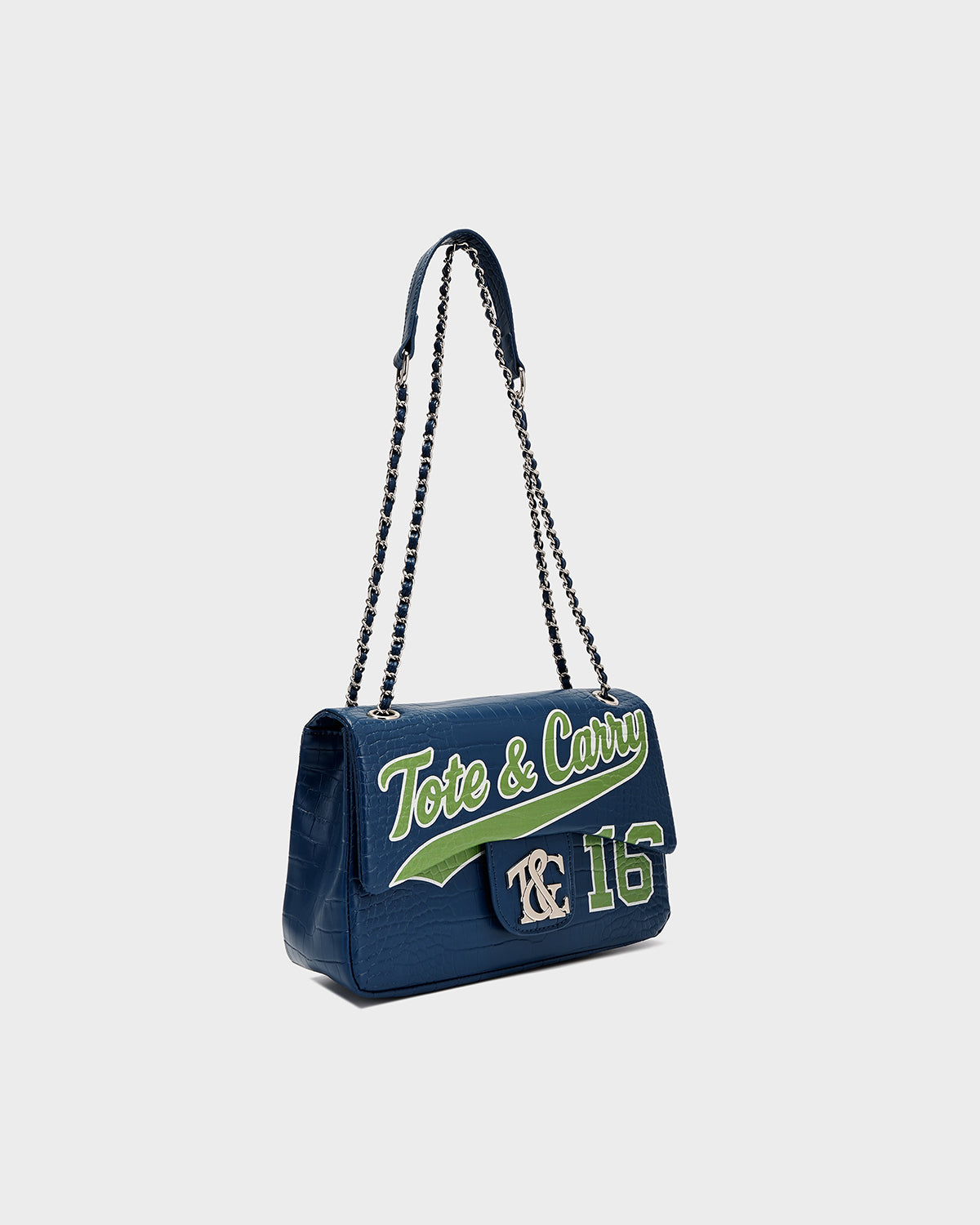 Varsity Rally Shoulder Bag in Royal Blue & Lime