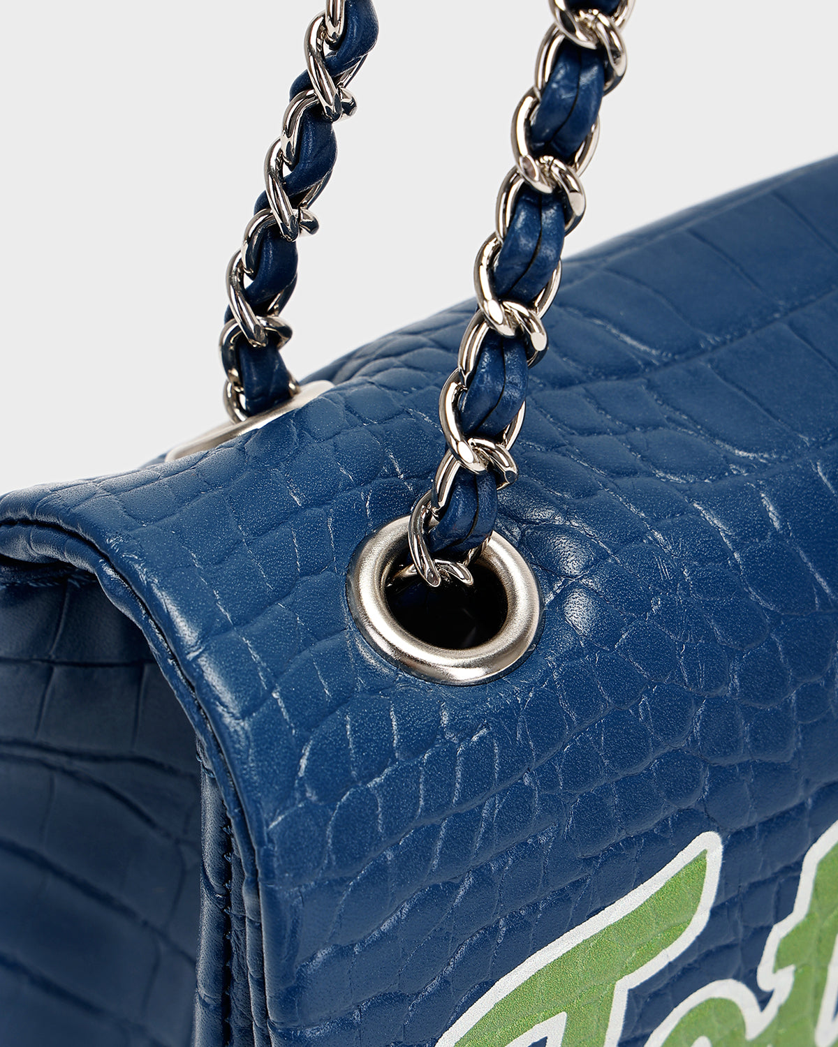 Varsity Rally Shoulder Bag in Royal Blue & Lime