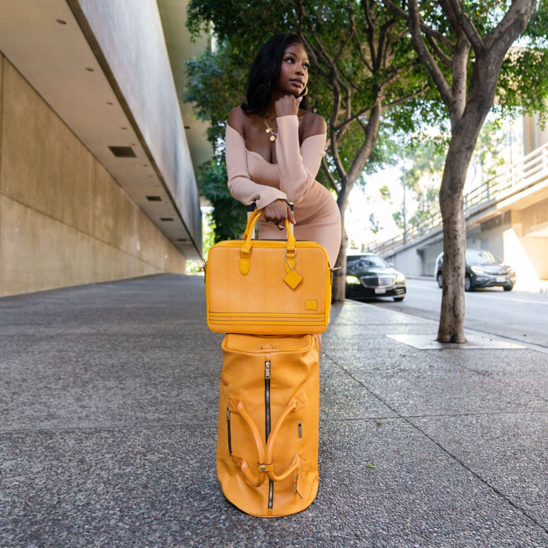 Signature Traveler Rolling Duffle in Mustard