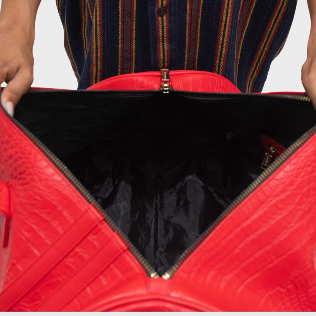 Classic Traveler Rolling Duffle Set in Red