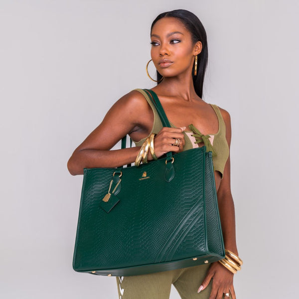Signature City Tote Bag in Emerald Green
