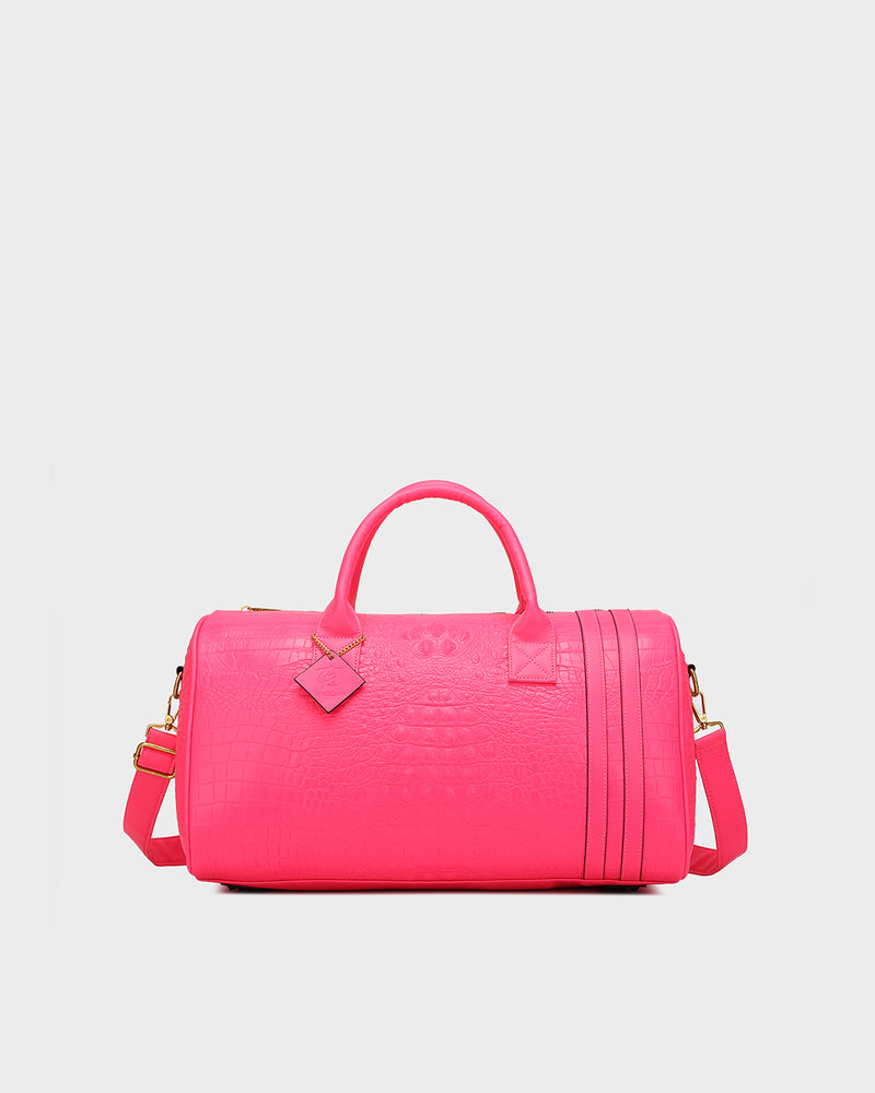 Statement Weekender Duffle Bag in Neon Pink