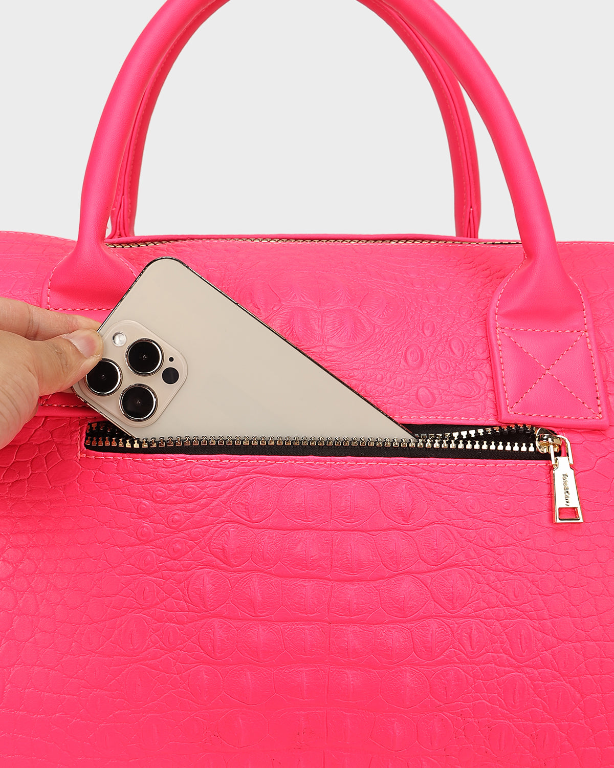 Classic Weekender Duffle Bag in Neon Pink