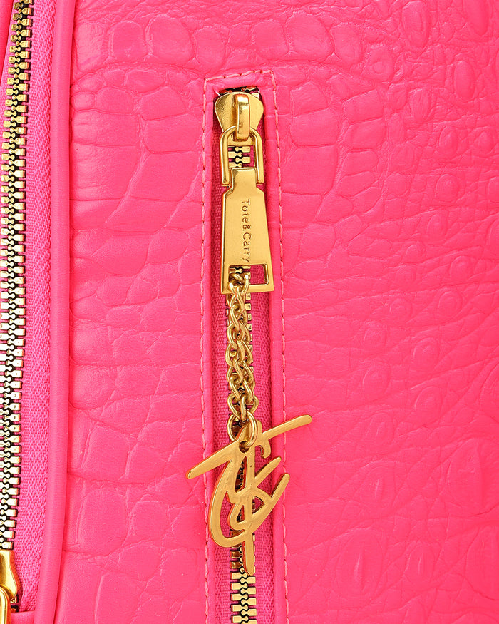Statement Traveler Rolling Duffle Set in Neon Pink