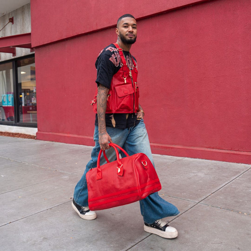 Signature Weekender Duffle Bag in Red