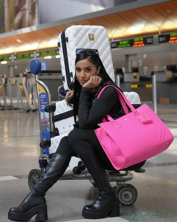 Signature City Tote Bag in Neon Pink