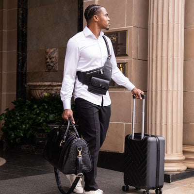 Statement Weekender Duffle Bag in Black