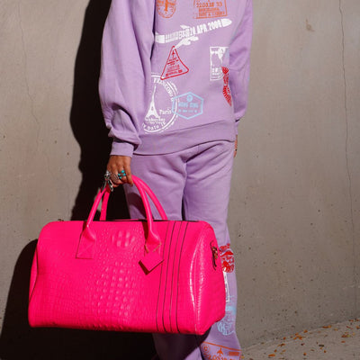 Statement Weekender Duffle Bag in Neon Pink