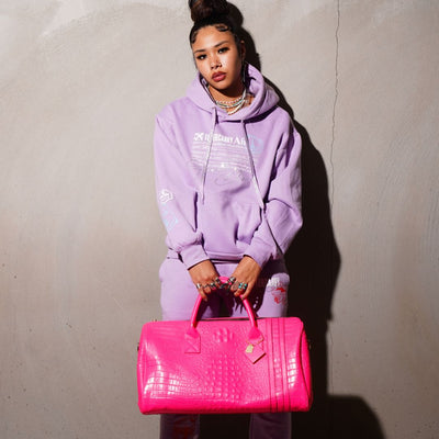 Statement Weekender Duffle Bag in Neon Pink