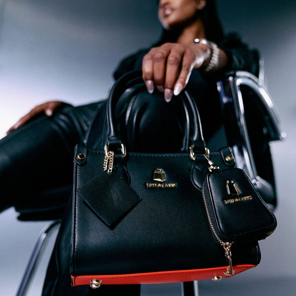 Lisse Mini Tote Bag in Black & Red