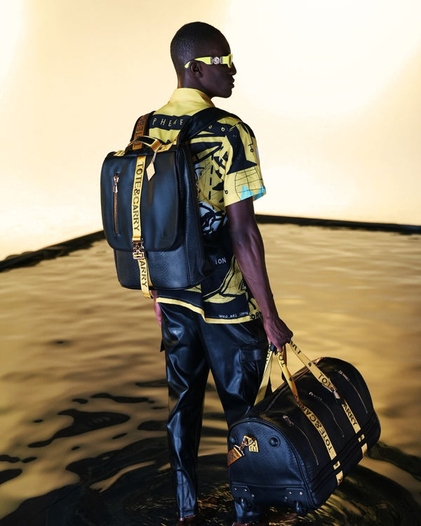 Signature Urban Rolling Duffle Set in Black & Yellow