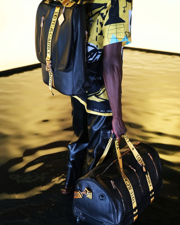 Signature Urban Rolling Duffle Set in Black & Yellow