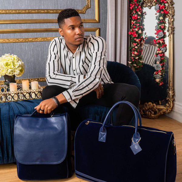 Velvet Luxe Travel Set in Royal Blue