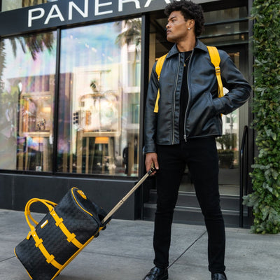 Bodega Explorer Rolling Duffle Set in Black Yellow