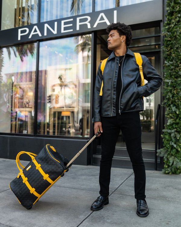 Bodega Explorer Rolling Duffle Set in Black Yellow