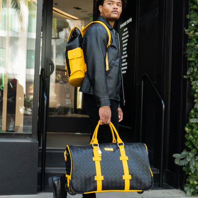 Bodega Explorer Rolling Duffle Set in Black Yellow