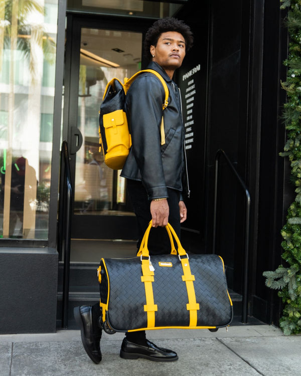 Bodega Explorer Rolling Duffle Set in Black Yellow