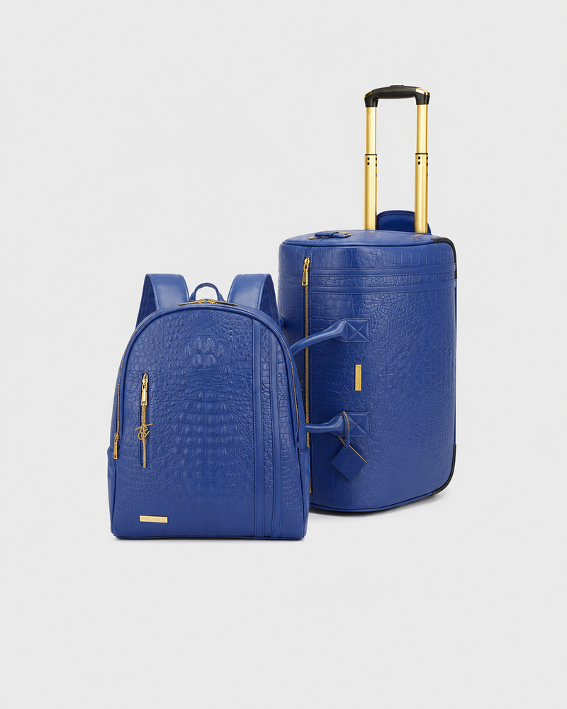 Statement Traveler Rolling Duffle Set in Royal Blue