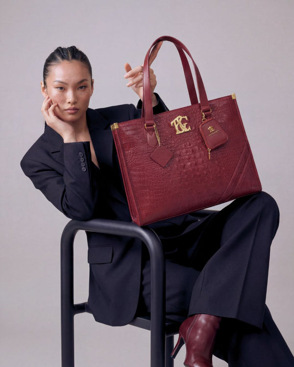 Cityscape Tote in Wine Red