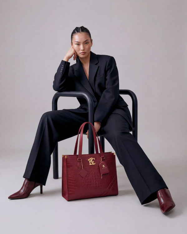 Cityscape Tote in Wine Red