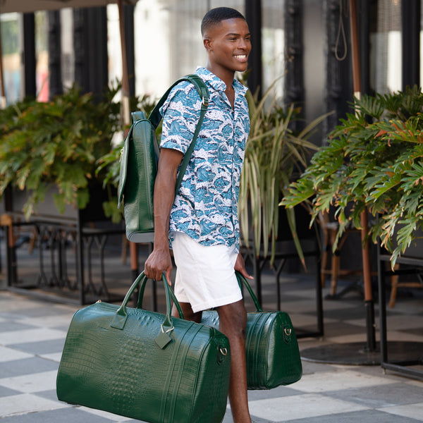 Statement Weekender Travel Set in Emerald Green