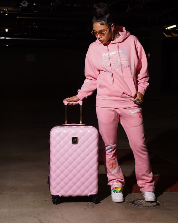 Diamond 3-Piece Luggage Set in Pink