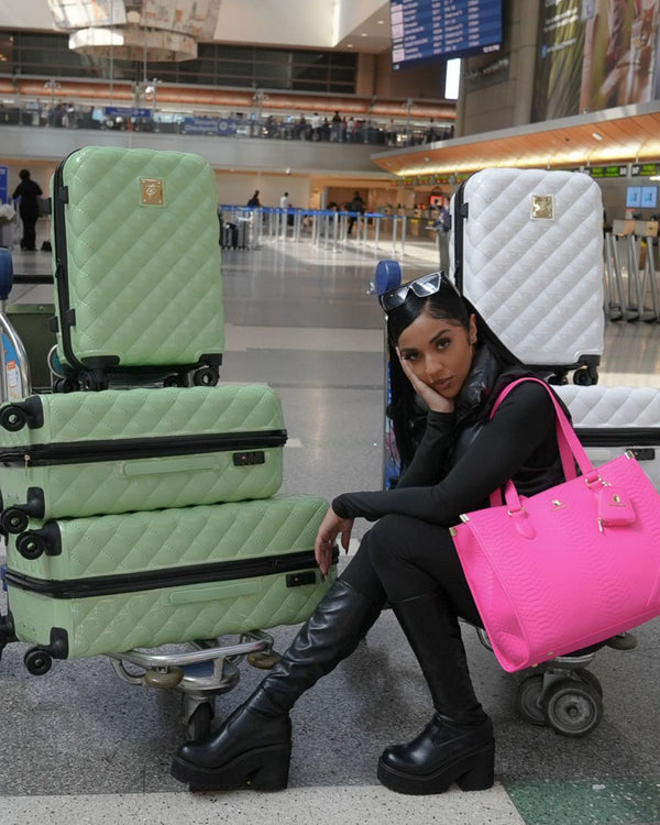 Diamond 3-Piece Luggage Set in Crystal Green