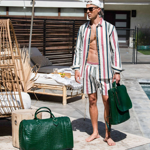 Statement Weekender Duffle Bag in Emerald Green