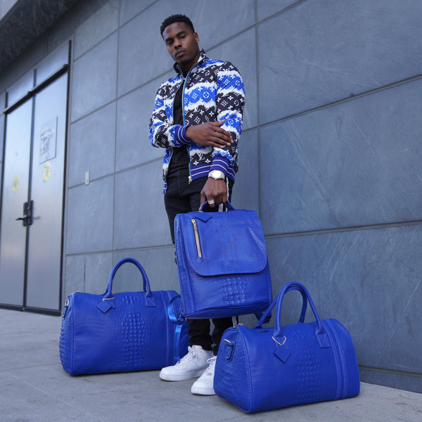 Statement Weekender Duffle Bag in Royal Blue